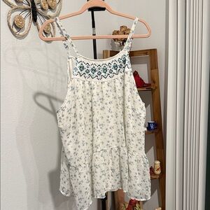 Torrid White and Blue Floral Blouse